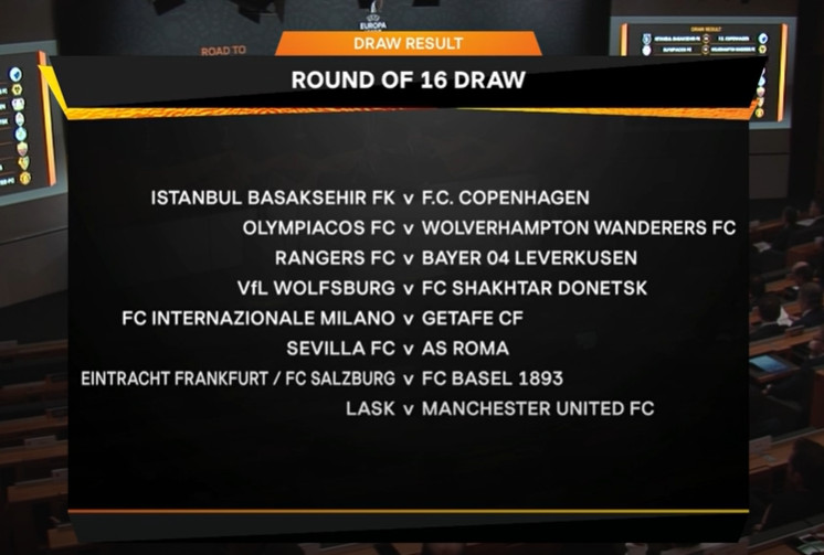 The draw for the League Europe is here! Sevilla faces Roma in the 1/8-finals